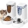 HWONMTE Automatic Cat Feeder and Water Dispenser with Stainless Steel Bowl Dog Gravity Food Feeder and Waterer for Small Medium Pets Puppy Kitten 1 Gallon x 2