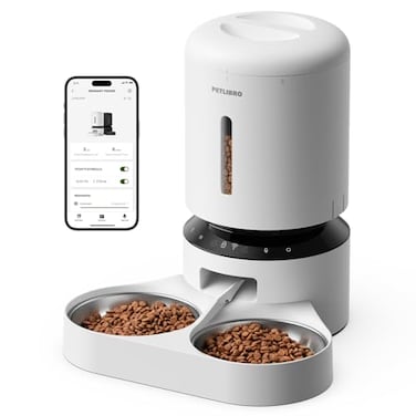 PETLIBRO 5L Automatic Cat Feeder for 2 Cats 5G24G WiFi Programmable Cat Food Dispenser with Dual Stainless Steel Bowls Airtight Lock Fresh Technology Low Food Sensor
