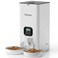 Voluas Automatic Cat Feeder for Two Cats Double Pet Feeder with 2 Stainless Steel Bowls6L Timed Cat Feeders with Memory Function