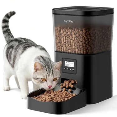 Espelho Automatic Cat Feeder 4L Timed Cat Food Dispenser 16 Meals Control for Cat and Small Dog Auto Pet Feeder with Desiccant Bag Keep Fresh for Reliable Easy Set Up and Clean Voice Recorder