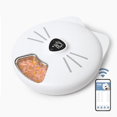 Catit PIXI Smart 6Meal Feeder Automatic Cat Feeder with App Control Stainless Steel Tray Custom Schedule Ice Packs for Dry Wet Food