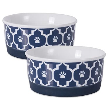 Bone Dry Lattice Collection Pet Bowl Canister Small Set 425x2 Nautical Blue 2 Count