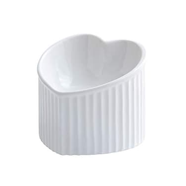 HCHLQLZ White Ceramic Raised Cat Bowls Tilted Elevated Food or Water Bowls Stress Free Backflow Prevention Dishwasher and Microwave Safe Lead Cadmium Free