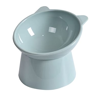 NABOKIO Tilted Cat Food Bowl Whisker Friendly Anti Vomiting Slanted Cat Bowl Blue
