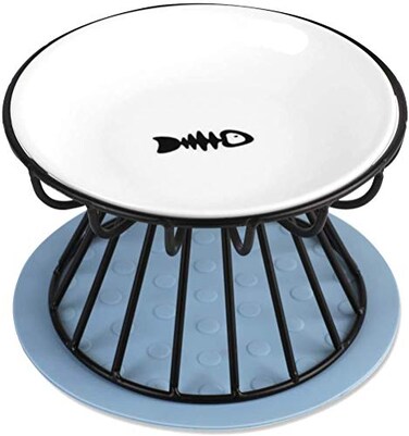Peppapet Ceramic Raised Cat Food Bowl Elevated Pet Bowl Anti Vomiting Non Slip Protects Pets Spine