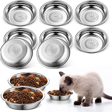 Rtteri 10 Pcs Stainless Steel Cat Bowls 63 Inches Friendly Shallow Cat Food Bowls Replacement Fatigue Relief for Elevated Stand Metal Dishes Basic for Dishwasher Safe
