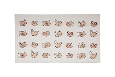Pearhead AntiSlip Pet Feeding Mat Cushioned Waterproof Cat Bowl Placement Mat Pet Owner Must Have Pet Accessory White with Black and Tan Cat Faces Design