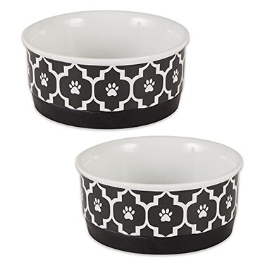 Bone Dry Lattice Collection Pet Bowl Canister Small Set 425x2 Black 2 Piece
