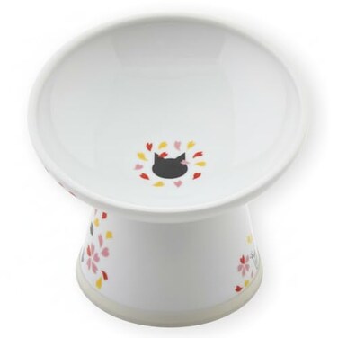 &ccedil;&OElig;&aring;&pound;Necoichi Elevated Cat Food Bowl Ceramic Porcelain 15 Tilted WhiskerFriendly Dishwasher Microwave Safe NonSlip AntiVomiting Neck Fatigue Sakura Large Extra Wide Tilted