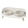 AHX Raised Cat Food and Water Bowl Set Elevated Ceramic Dishes with NonSlip Stand and Splash Guard for Small Dogs 2 x 320 ML 49 OZ Grey