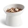 YauYik Small Raised Cat Bowls Ceramic Tilted Elevated Food or Water Bowls Stress Free Backflow Prevention Dishwasher Microwave Safe Lead Cadmium Free White