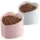 Mumufy 2 Pcs Ceramic Elevated Cat Bowls Tilted Elevated Raised Pet Bowls Anti Vomit Cat Dish for Indoor Stress Free Water Dish Feeder for Puppies Heart ShapedPink White