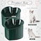 Mumufy 2 Pcs Ceramic Elevated Cat Bowls Tilted Elevated Raised Pet Bowls Anti Vomit Cat Dish for Indoor Stress Free Water Dish Feeder for Puppies Heart ShapedPeacock Green