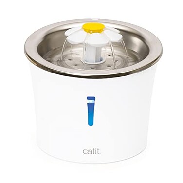 Catit Stainless Steel Flower Fountain with Triple Action Filter Cat Drinking Water Fountain 3 L
