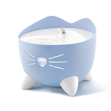 Catit PIXI Drinking Fountain Cat Water Fountain with Triple Filter and Ergonomic Drinking Options Blue