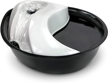 Pioneer Pet Raindrop Fountain Pet Drinking Fountains 60 oz Plastic Black White