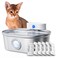 uahpet Wireless Cat Water Fountain Stainless Steel Pro External Pump Battery Operated Pet Waterer Dog Drinking Dispenser with Water Level Window 67oz2L