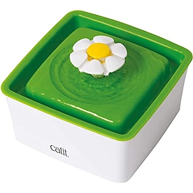 Catit 20 Mini Flower Drinking Fountain Cat Water Fountain with Triple Filter and Ergonomic Drinking OptionsGreen