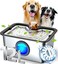 FurryPlanet Large Dog Water Fountain SS30412L UltraPurification Pet Drinking Dispenser with Visual WindowWidely Drinking AreaDeep Purification FilterTriple Waterfall StructureLow Water Indicator