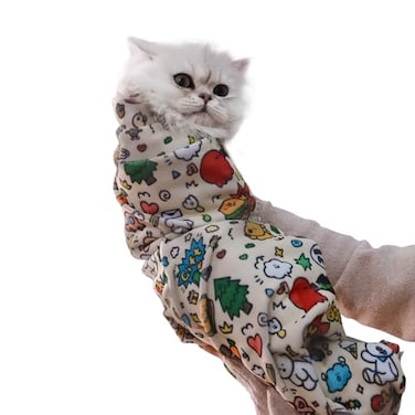 CKNCY 217 Cat Grooming Wrap Cat Wrap for Cutting Nails Cat Restraint for Nail Clipping Cat Swaddle Wrap Cat Burrito Wrap MWithin 6lbs AntiScratch AntiEscape Multifunctional Pet Tool