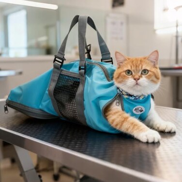 Cinf Cat Nail Clipping Cleaning Grooming Restraint Bag No Scratching Biting for Bathing Nail Trimming Injecting ExaminingBlueM
