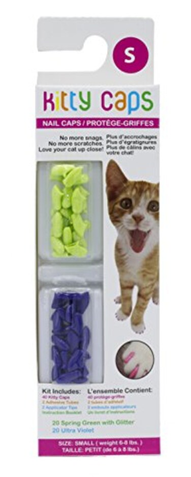 Kitty Caps Nail Caps for Cats Spring Green with Glitter Ultra Violet 40 Count Small 3 Pack Safe Stylish Humane Alternative to Declawing Stops Snags and Scratches