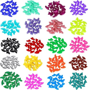VICTHY 100pcs 10 Colors Cat Nail Caps Cat Claw Caps Cat Nail Covers with Adhesive Glue and Applicators S