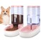 Meikuler Automatic Dog Cat Feeder and Water Dispenser SetWaterer and Gravity Food Feeder for Small Medium Dogs Cats PuppiesLarge Capacity 1 Gallon x 2Pink