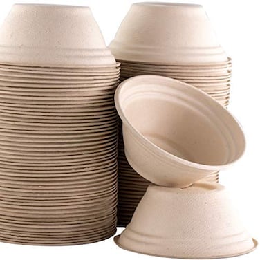 Disco Pets Biodegradable Pet Bowls 25 Pack 8 Oz 1 Cup GermFree AllergenFree Sturdy Leakproof Recycled Wheatstalk Material Suitable for Dogs and Cats