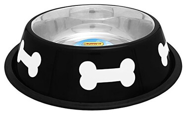 RUFFIN' IT Ruffin It Fashion Steel Bowl 32Ounce Black with White Bones