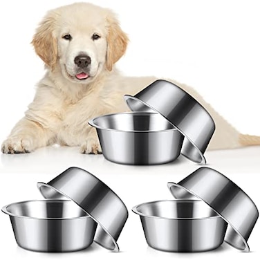 Yahenda 6 Pcs Stainless Steel Metal Dog Bowls Bulk Replacement Basic Thickened Pet Bowls for Small Medium Large Dogs Dishwasher Safe83 Inch