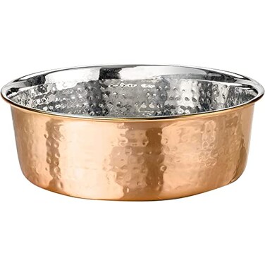 Neater Pet Brands Hammered Decorative Designer Bowls Luxury Style Premium Dog and Cat Dishes Large Copper