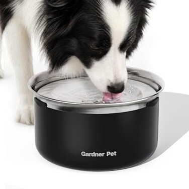Gardner Pet Slow Water Bowl for Dogs No Spill AntiSplash Floating Plate Design Slows Drinking to Reduce Mess Keeps Water Clean Floors Dry 38LBlack