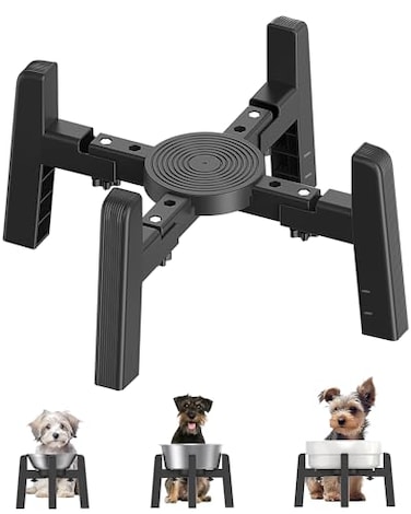 CZPET Dog Bowl Stand with Adjustable Width Stand Only Elevated Pet Water Food Feeder for Medium Dogs Stable and AntiSlip Raised Bowl
