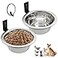 Hamiledyi 2 Pack Wall Mounted Elevated Dog Bowls Adjustable Height Stainless Steel Raised Food Water Bowls with Collapsible Stand for Medium Large Dogs Cats M