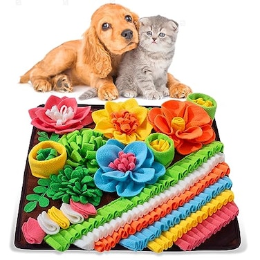 Oliumt Snuffle Mat for Dogs Sniff Mat Slow Feeding Mat for Small Pets Cats Rabbits Help Stress Relief and Training Stimulate Your Pets Foraging Skills Brown