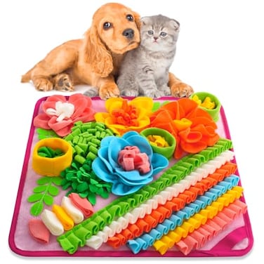 Oliumt Snuffle Mat for Dogs Sniff Mat Slow Feeding Mat for Small Pets Cats Rabbits Help Stress Relief and Training Stimulate Your Pets Foraging Skills Pink