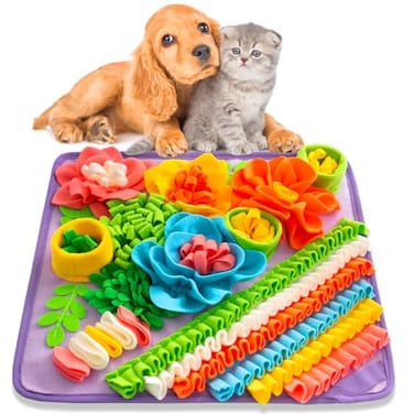 Oliumt Snuffle Mat for Dogs Sniff Mat Slow Feeding Mat for Small Pets Cats Rabbits Help Stress Relief and Training Stimulate Your Pets Foraging Skills Purple