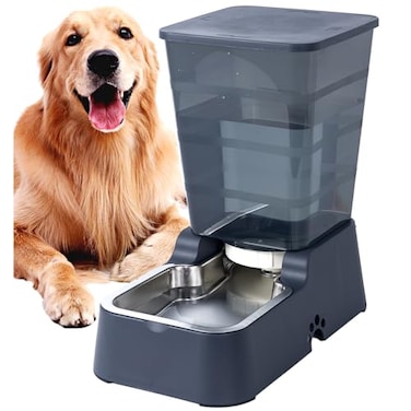 Meikuler Automatic Dog Cat Water Dispenser Large Capacity 5Lfor Cats and Medium and LargeSized Dogs with Stainless Steel Bowl Black 5L