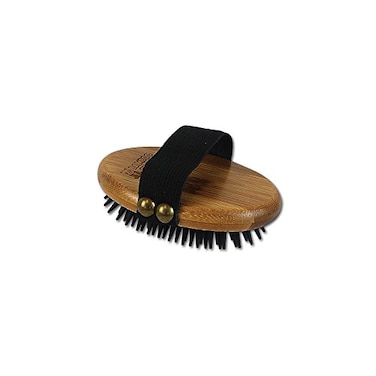 Bamboo Groom Curry Brush with Rubber Bristles for Pets
