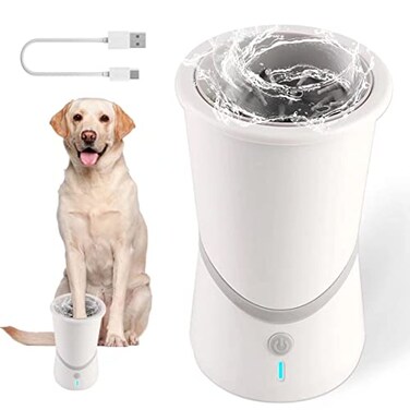 QeeHeng Automatic Silicone Bristles Pet Paw Cleaner Cup USB Charging Portable for Muddy Claws Designed for Small to Medium Dogs