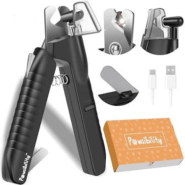 Pawsibility Reinvented Pet Nail Clippers for Your Pal USB Rechargeable LED Light for Bloodline Razor Sharp and Durable Blade Vets Recommended Trimming Tool for Dogs and Cats
