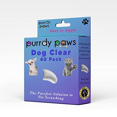 Purrdy Paws 40Pack Soft Nail Caps for Dogs Claws Clear XLarge