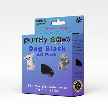 Purrdy Paws 40Pack Soft Nail Caps for Dogs Claws Black Small