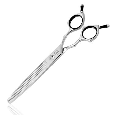 HASHIMOTO Straight Fluffer Scissors for Dog Grooming 42 Teeth 50 Thinning Rate 70 inch Light Weight Designed to Remove Bulk Quickly While Leaving a Natural Finish for Groomers