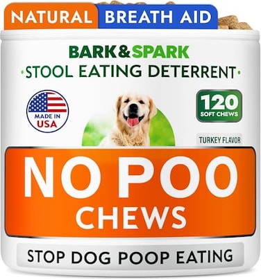 BARKSPARK No Poo Chews for Dogs Coprophagia Stool Eating Deterrent with Probiotics Digestive Enzymes Breath Aid Support