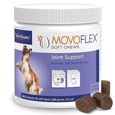 MOVOFLEX Soft Chews Hip and Joint Support Supplement for Medium Dogs 60 Count By Virbac