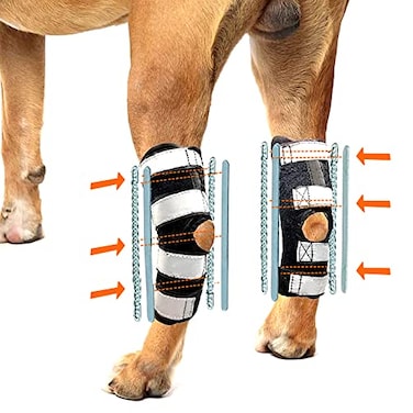 NeoAlly 3in1 Long Rear Leg Hock Brace Dog Leg Brace for Rear Leg with Rigid Spring Inserts Hock and Ankle Support Dog Leg Sleeve with Reflective Straps Small 1 Pair