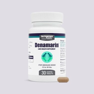 Nutramax Laboratories Nutramax Denamarin for Medium Dogs Liver Health Supplement with Sadenosylmethionine SAMe plus Silybin Liver Support for Dogs Coated Tablets 30 Count