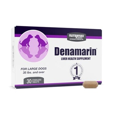 Nutramax Laboratories Nutramax Denamarin for Large Dogs Liver Health Supplement with Sadenosylmethionine SAMe plus Silybin Liver Support for Dogs Coated Tablets 30 Count